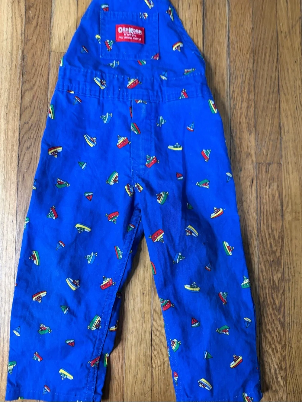 Vintage OshKosh B'gosh 2T Sailboat print overalls